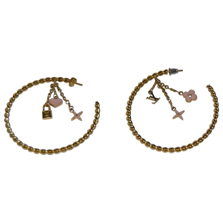 Louis Vuitton Sweet Monogram Creole Hoop Earrings Silver