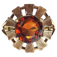 AJD Vintage Ring 14k Gold Sunflower Setting for Round Citrine Size 5.5