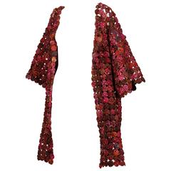 1970s Vintage Silk Ikat Handmade Fabric Yo-Yo Kimono Duster or Coat