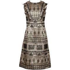 1960s Vintage Metallic Brocade Dress
