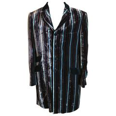 Jean Paul Gaultier Homme 1980's Stripe Velvet Dress Coat 9