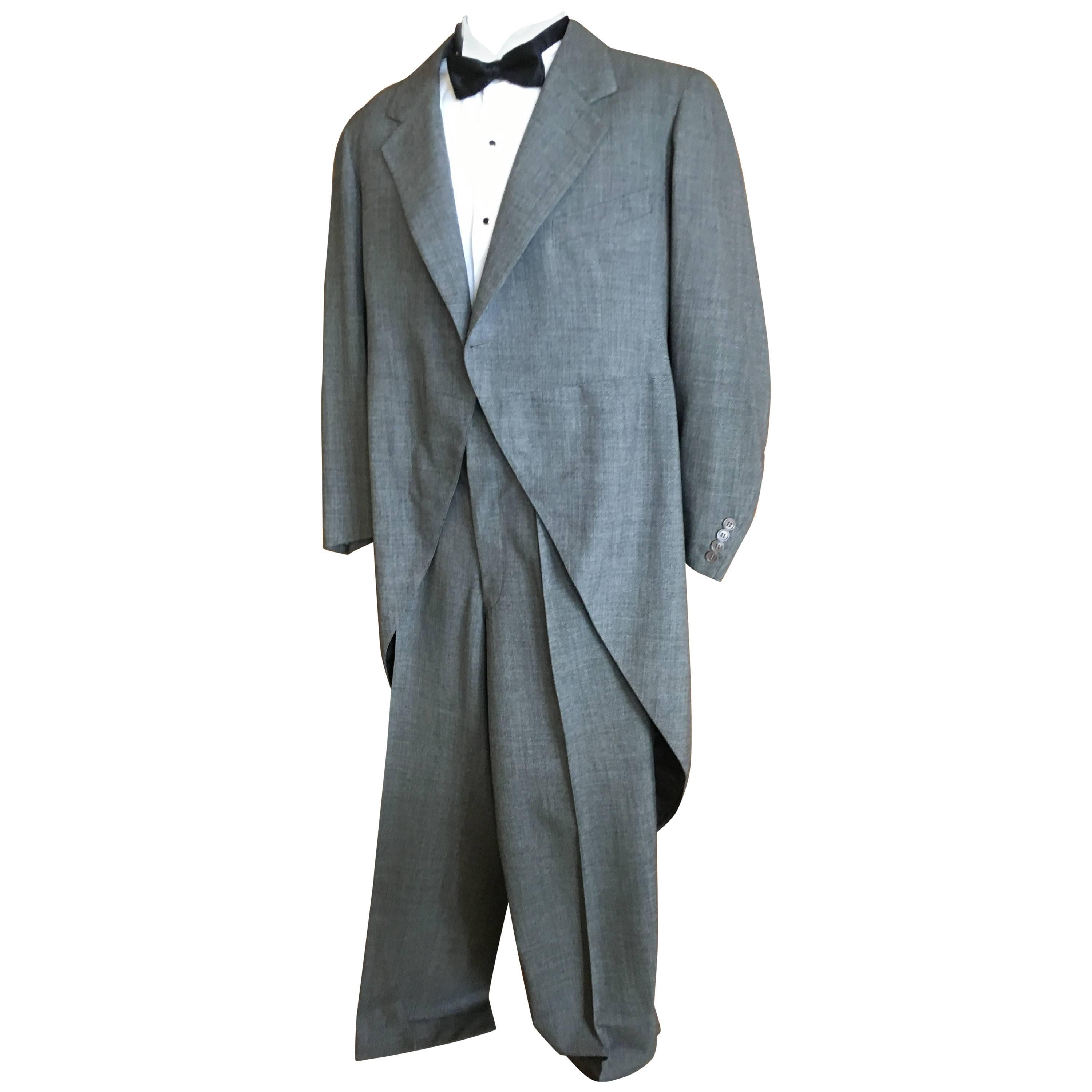 1941 Men's Gray Formal Cutaway Tailcoat Suit Dunne & Co. For Sale