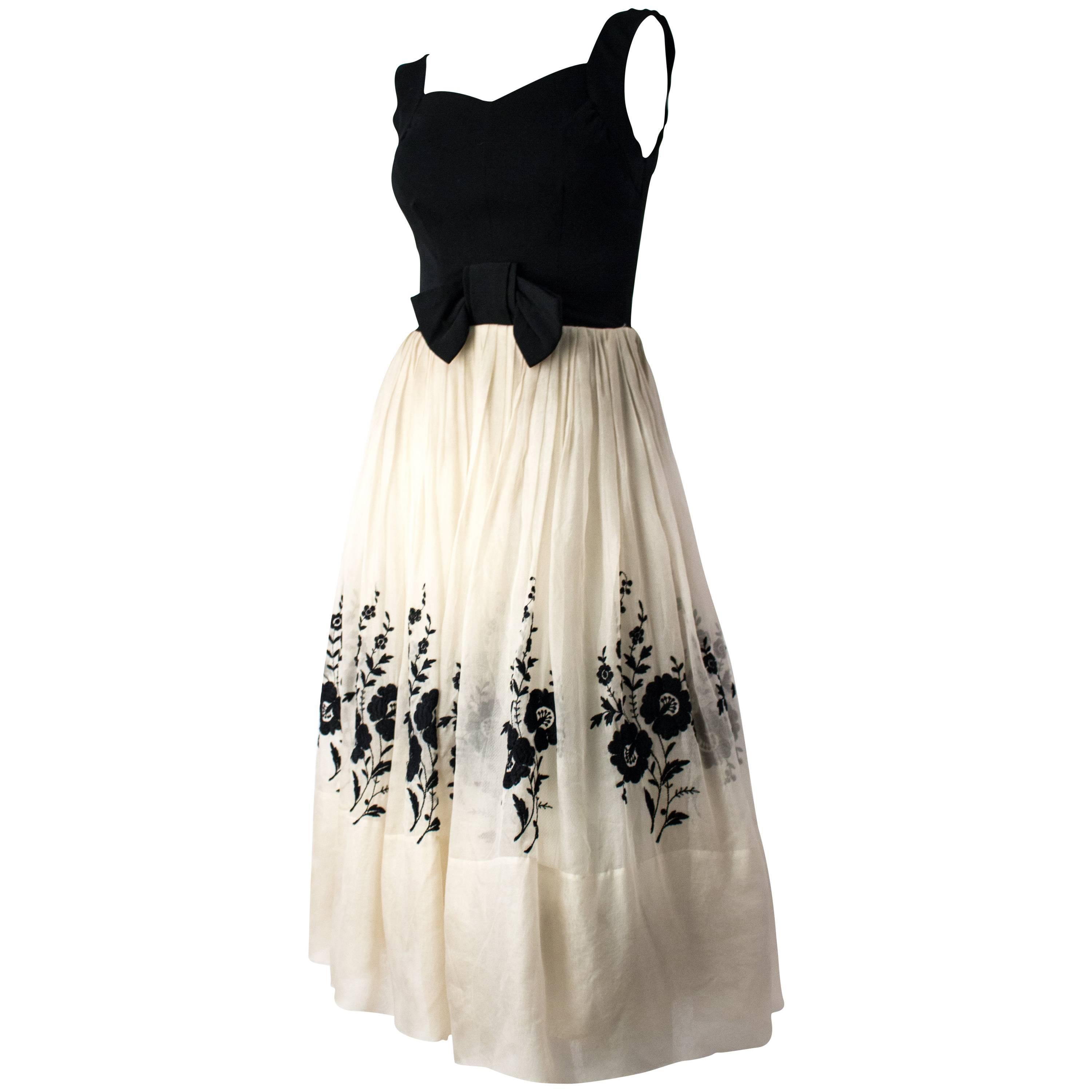 50s Black and White Audrey Dress