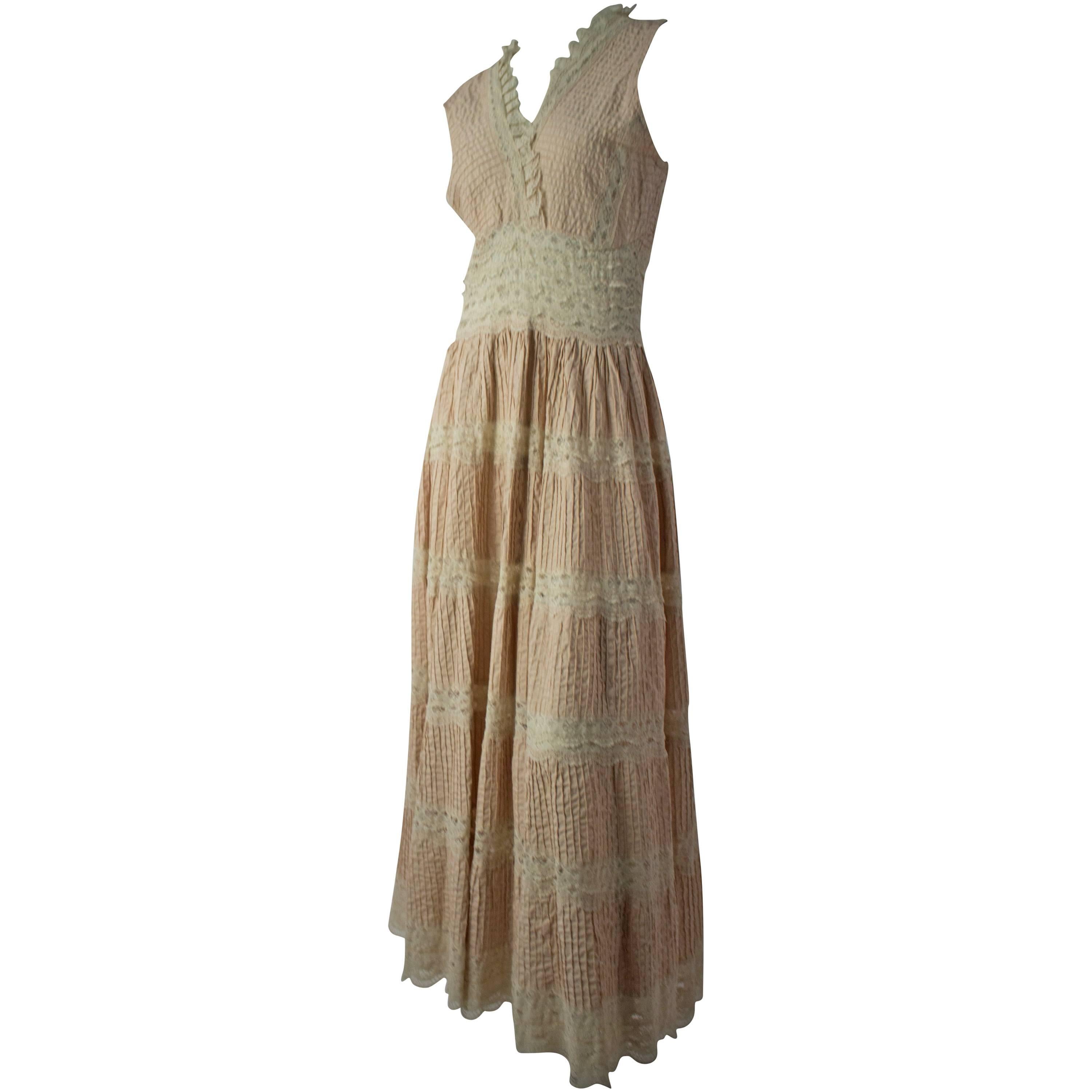 70s Lace Boho Dress For Sale