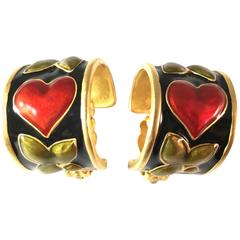 Rare Karl Lagerfeld Tyrolean Clip On Earrings 10