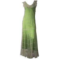 30s Green Dot Mesh Gown and Slip 4