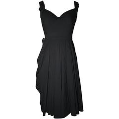 Prada Black Asymmetrical Drape Skirt Sleeveless Dress Bow and Rosette ...