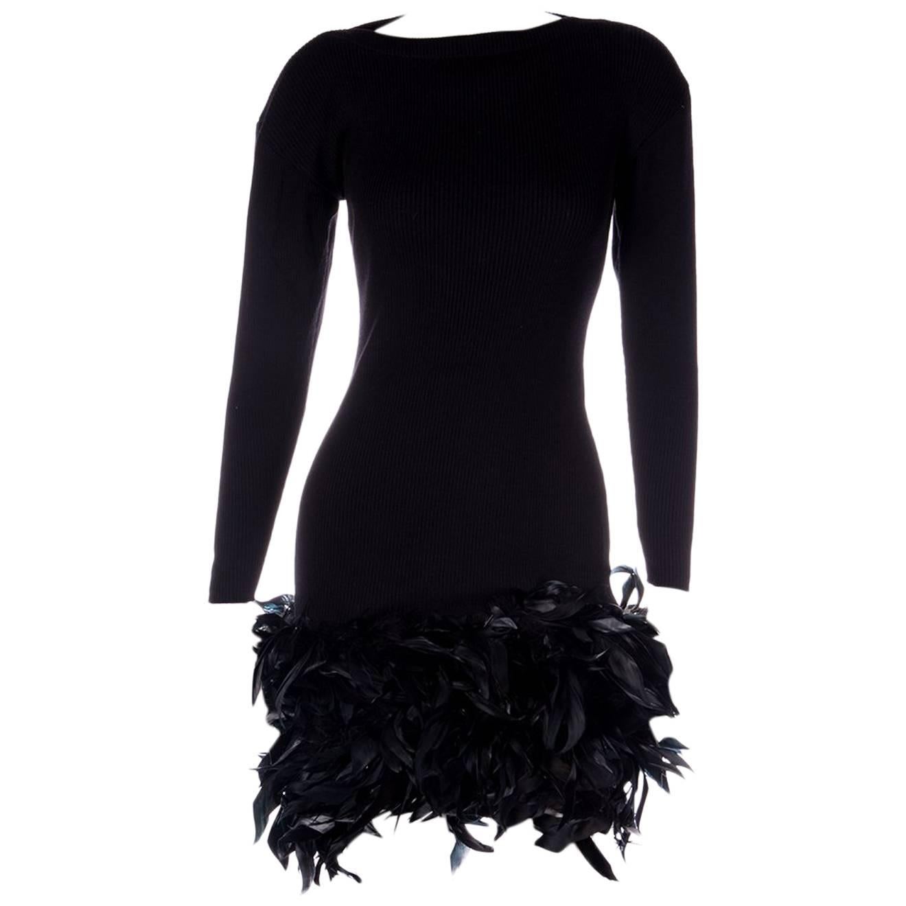 Yves Saint Laurent Rive Gauche 70s Feather Knit Dress