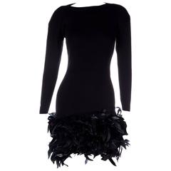 Yves Saint Laurent Rive Gauche 70s Feather Knit Dress