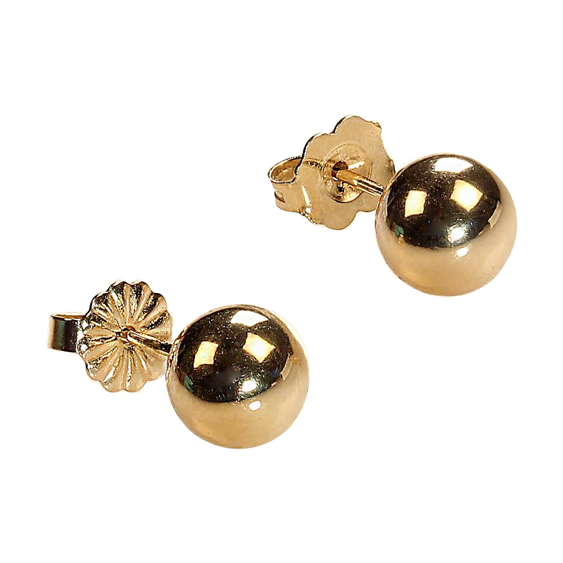 14k Yellow Gold Textured Flat Style Stud Earrings(6mm)