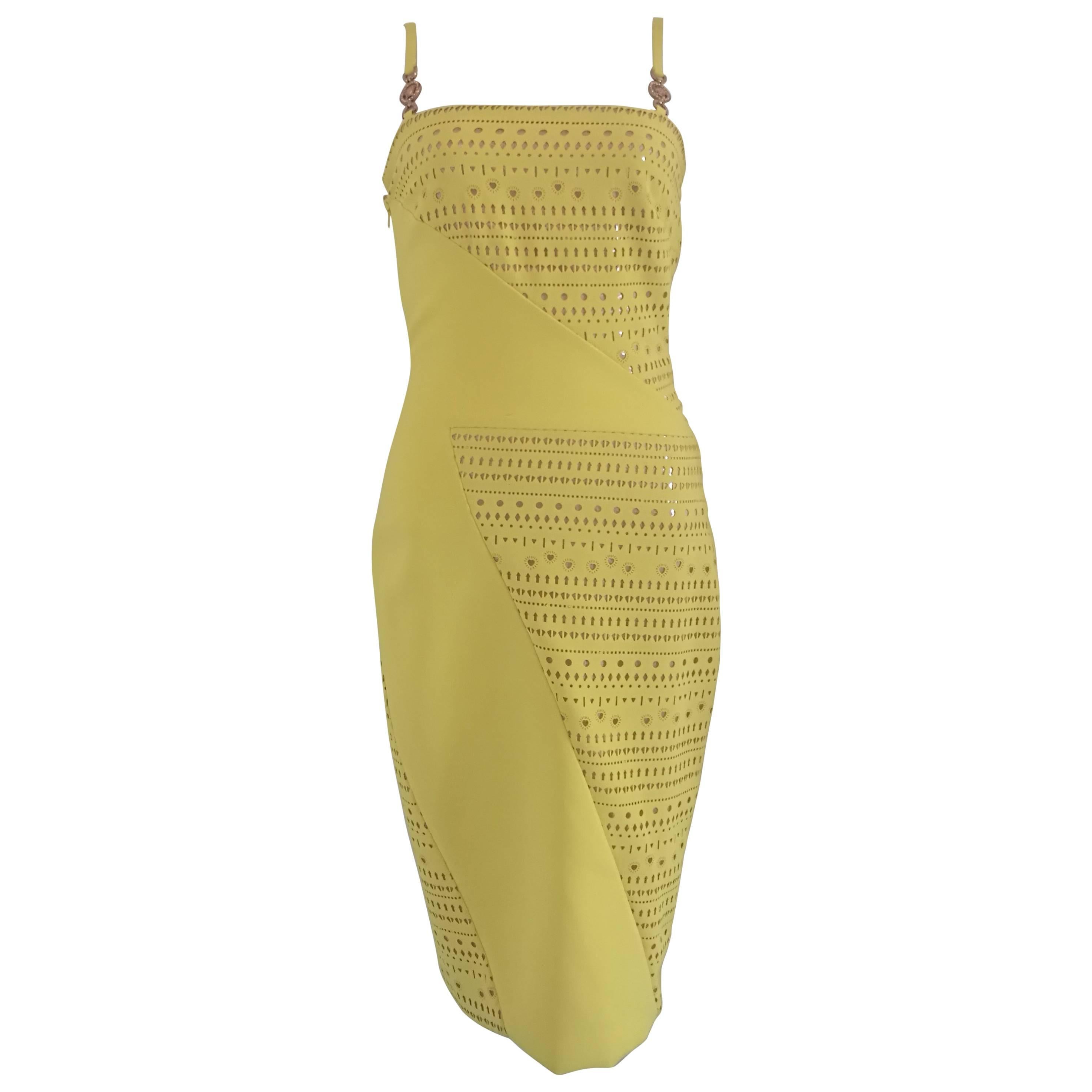Versace Yellow Perforated Dress