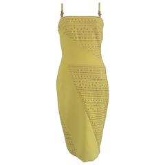 Versace Yellow Perforated Dress