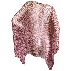 Yves Saint Laurent Rive Gauche Sheer Silk Lips Print Poncho