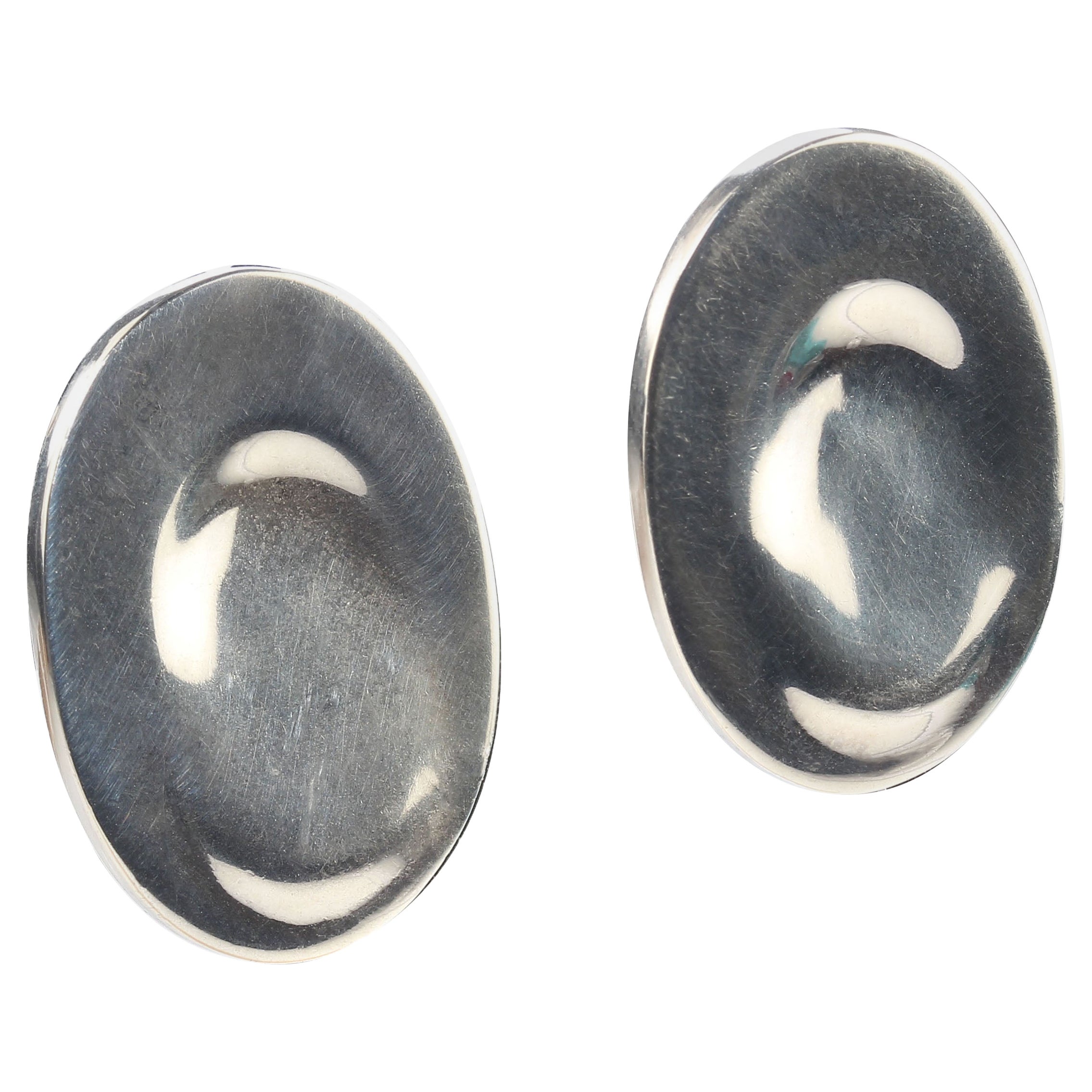 Artisan AJD Elegant Sterling Silver Oval Earrings For Sale