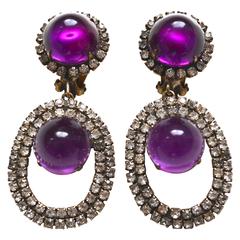 Vintage 60s KJL Purple Drop Earrings