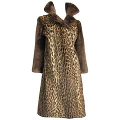 1940's Vintage Leopard Print Fur Mouton Sleeve Jacket Coat 5