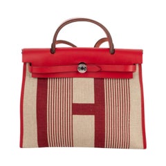 Borsa Hermès in tela di lino e pelle di mucca "Herbag Zip" 2015