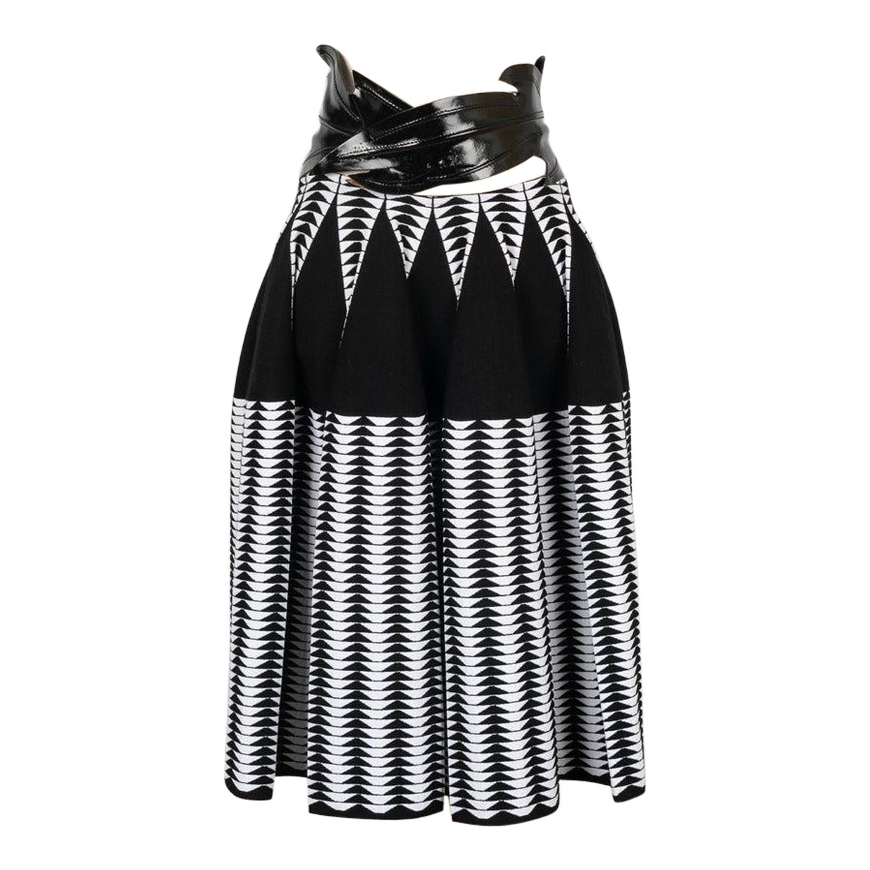 Alaïa Black and White Mesh Flared Skirt, 2014/2015 For Sale