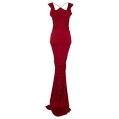 Langes burgunderrotes Jersey-Kleid von Guy Laroche Couture, 2007