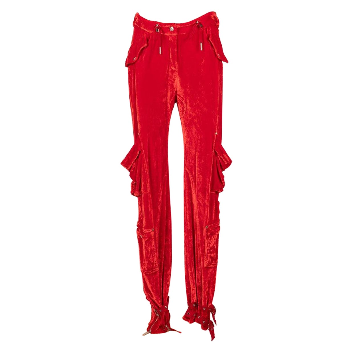 Christian Dior Red Velvet Pants, 2003 For Sale