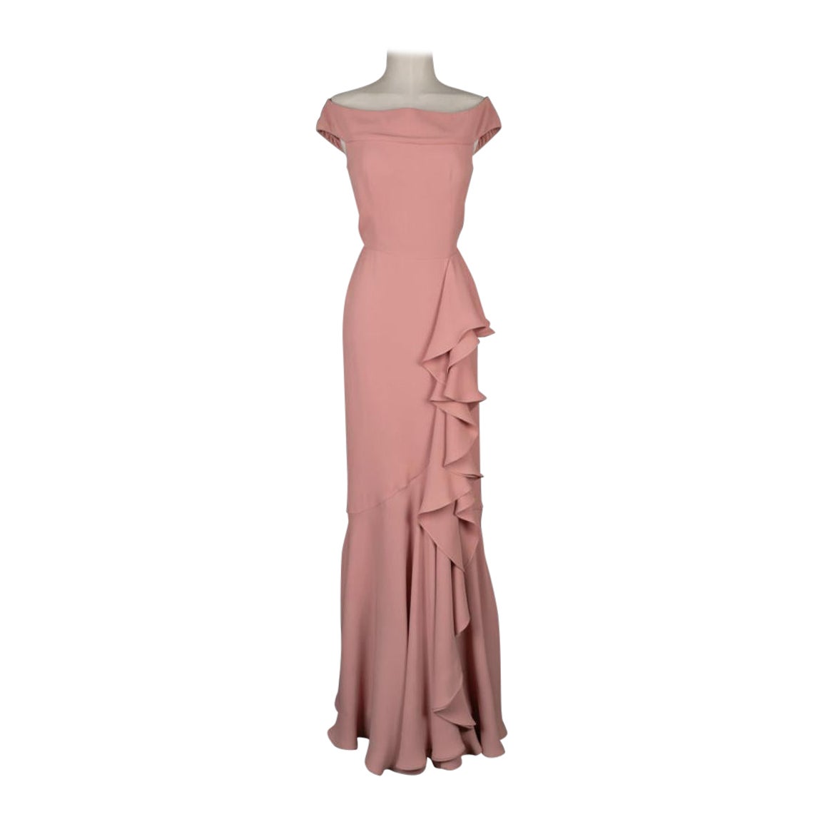 Alexander McQueen Long Flounced Pink Silk Crepe Dress, circa 2016 For Sale