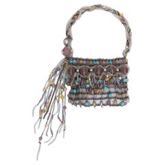 Small Swarovski Evening Bag in Fabric, Chains and Pearls, 2000s