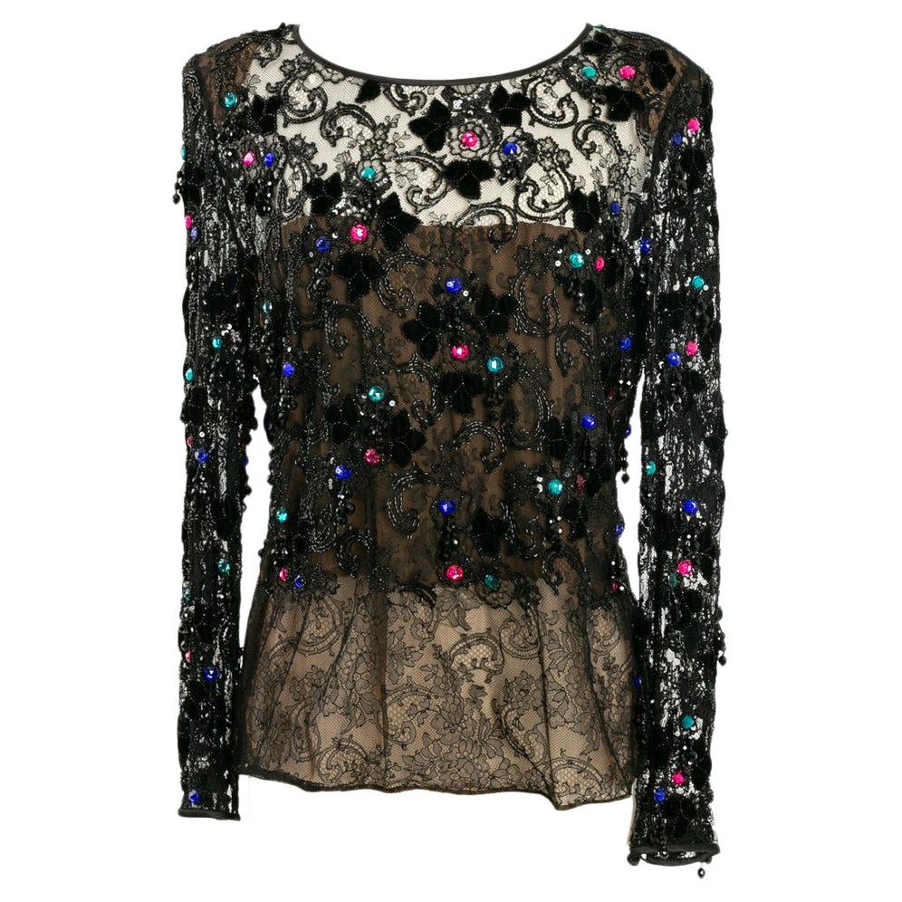 Adrienne Haute Couture Long Sleeve Top For Sale