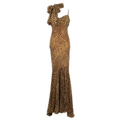 Leopard Print Long Bustier Evening Dress