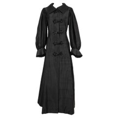 Oscar De La Renta Black Silk Taffeta Evening Coat Dress, circa 1980