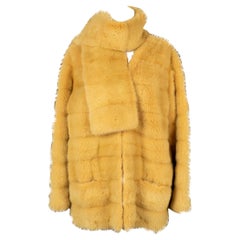 Revillon Yellow Mink Fur Coat with a Scarf