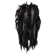 Paule Ka Long Jacket Decorated with Black Feathers