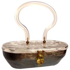 Unique 1950s Oval Shaped Lucite Handbag Purse by Rialto New York 6