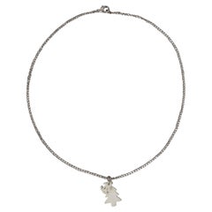 Chanel "Pine Tree" Silvery Metal Short Necklace, 2003