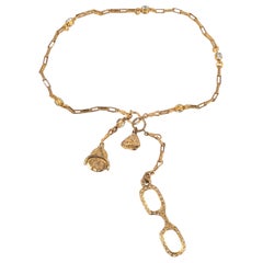 Chanel Golden Metal Magnifying Glass Necklace, 1980s