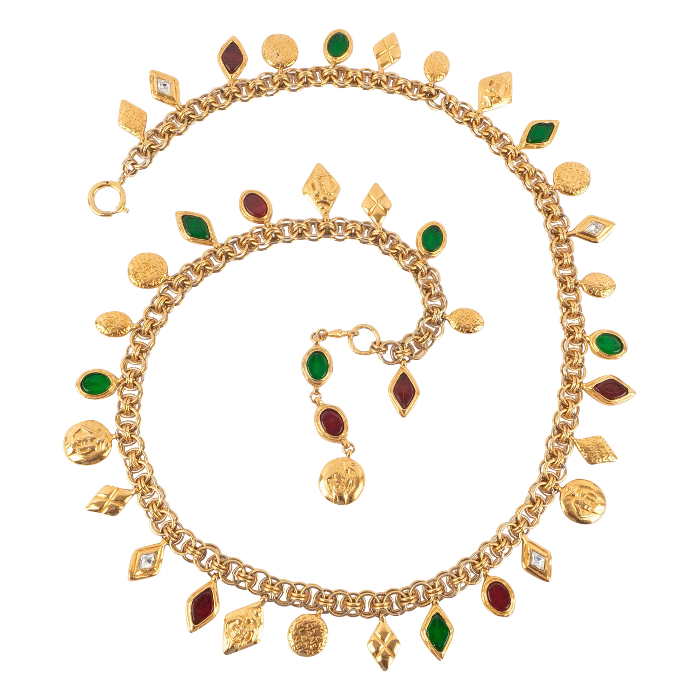 Chanel Long Golden Metal Necklace, 1980s For Sale