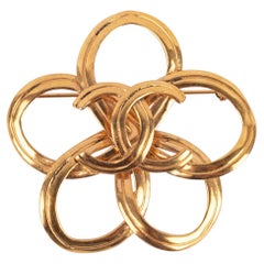 Chanel Flower Brooch Centered with CC Logo, 1996