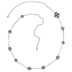 Chanel Silvery Metal and Costume Pearl Necklace, 2014