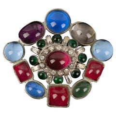 Vintage Chanel Glass Paste Brooch with Colourful Glass Paste, 1950s