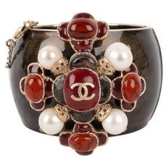 Chanel Cuff Bracelet Topped with Pearl Stylised Cross Pattern, 2011