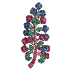 Brooch in Silver Plate and Rhinestones