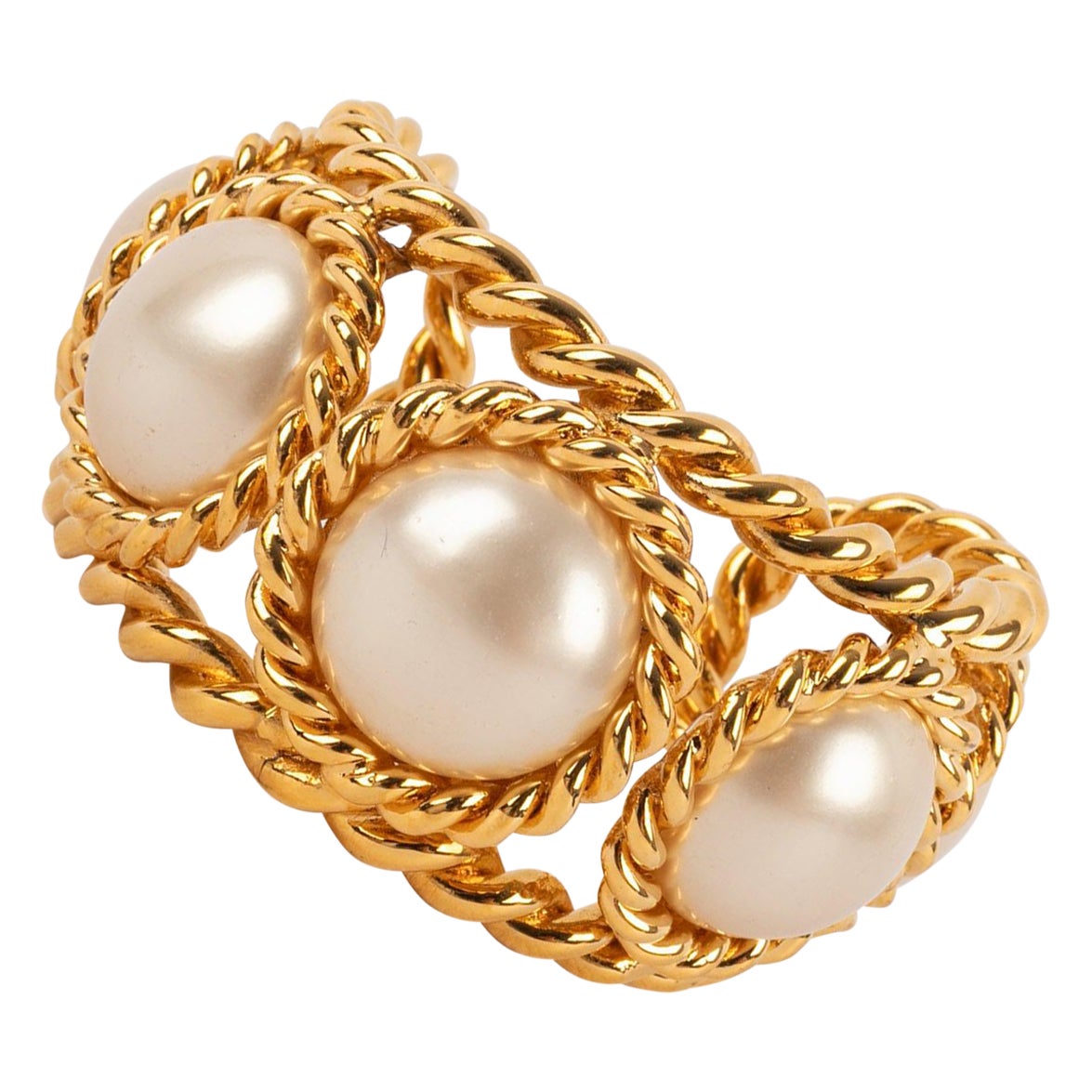 Bracciale Chanel con cabochon perlati, anni '90