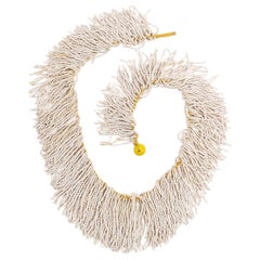 Antique Little White Glass Beads Forming Fringes, 1925
