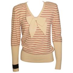 Vintage Sonia Rykiel Striped Sweater with Pussycat Bow