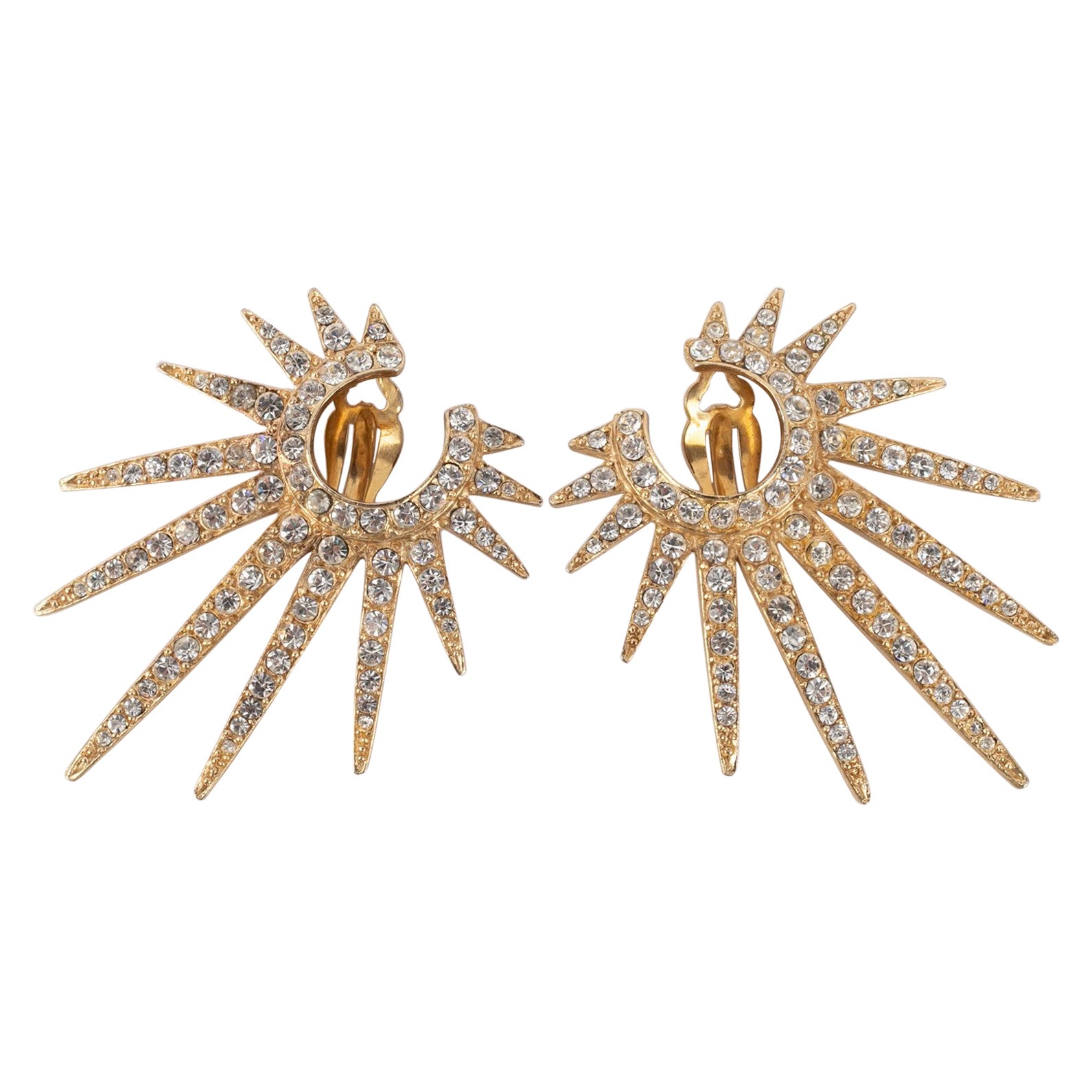 Yves Saint Laurent Earrings with Rhinestones For Sale