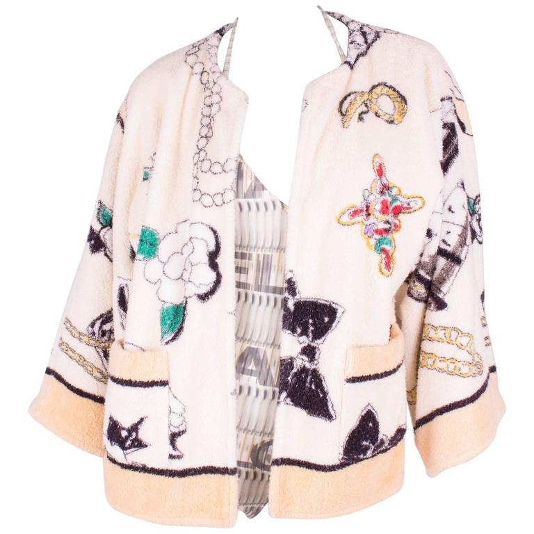 Chanel Printed Terry Cloth Bathrobe Vintage 1994 white at 1stDibs chanel bathrobe