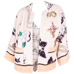 Chanel Printed Terry Cloth Bathrobe Vintage 1994 - white