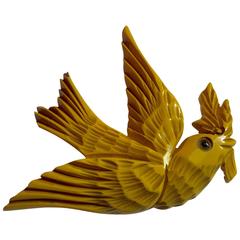 1930s Bakelite Dove with Olive Branch Bird Brooch Pin