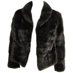 Luxurious horizontal Ranch Mink Fur Cropped Jacket Shrug Coat XS By M Blaustein 8