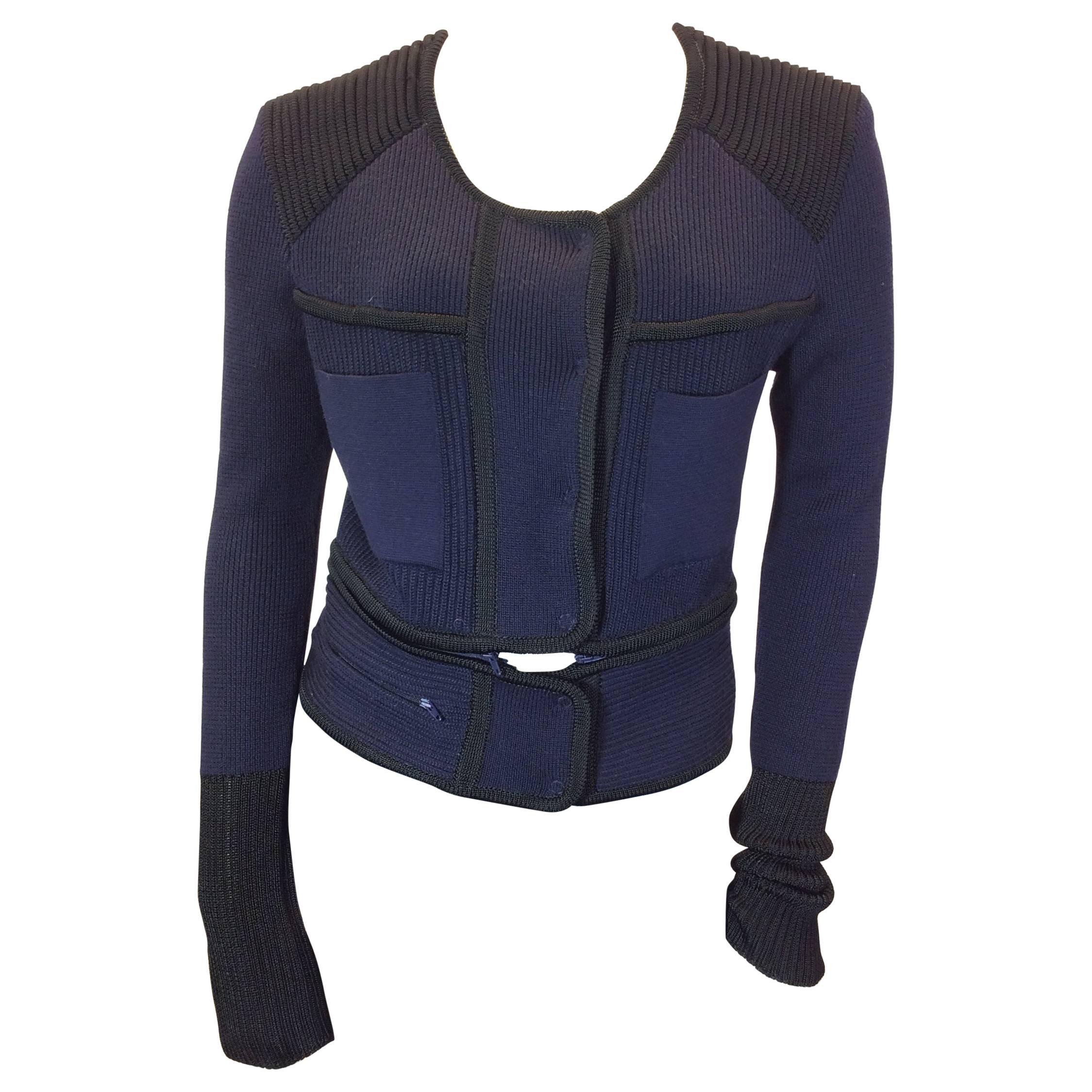 Isabel Marant Navy and Black Cardigan with Removable Piece For Sale