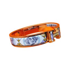 Hermès Clic H Colliers et Chiens Pulsera Esmalte Oro Rosa Lilas GM